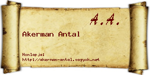 Akerman Antal névjegykártya